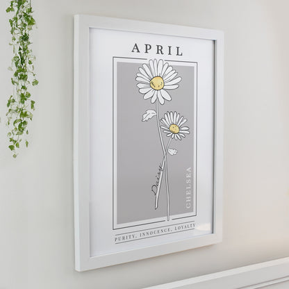 Personalised Birth Flower White Poster Frame - image 6