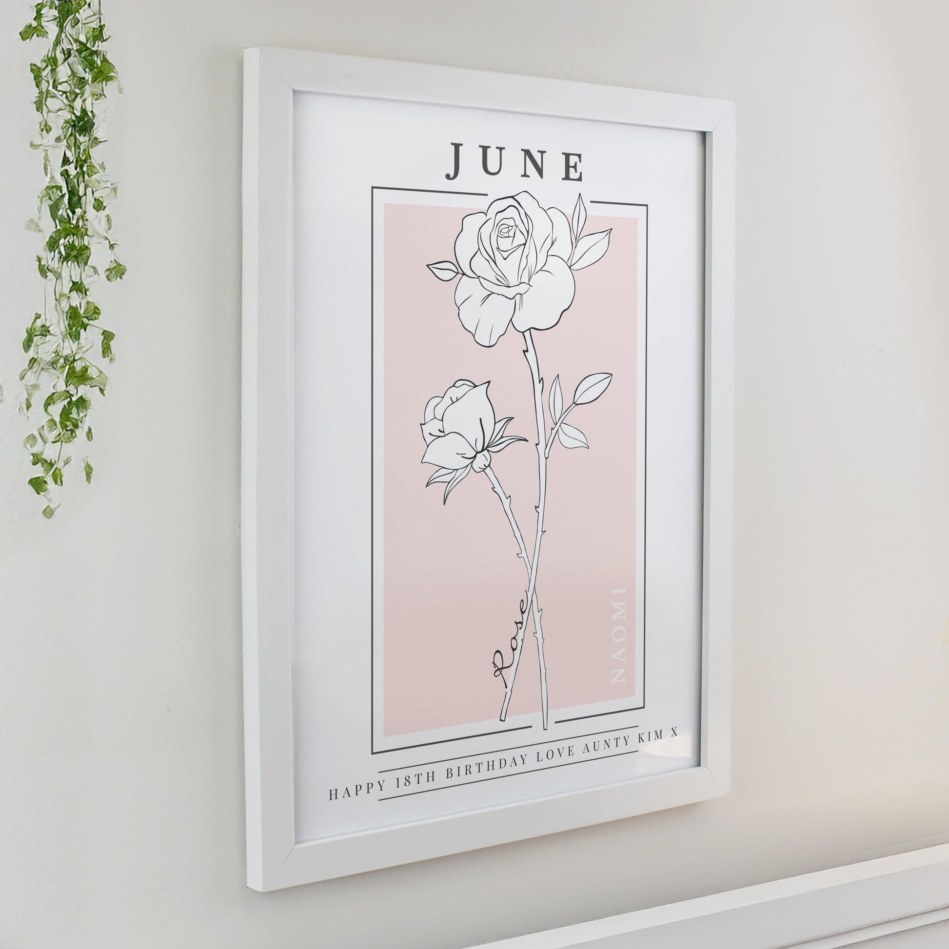 Personalised Birth Flower White Poster Frame - image 8