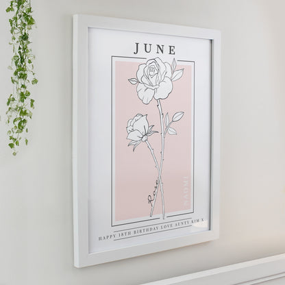 Personalised Birth Flower White Poster Frame - image 8