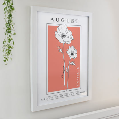 Personalised Birth Flower White Poster Frame - image 10