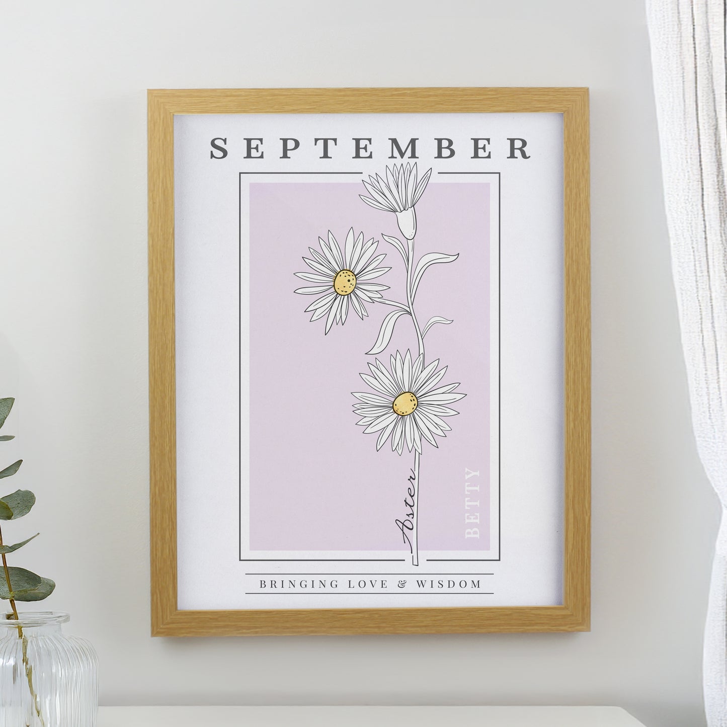 Personalised Birth Flower Oak Poster Frame - image 11
