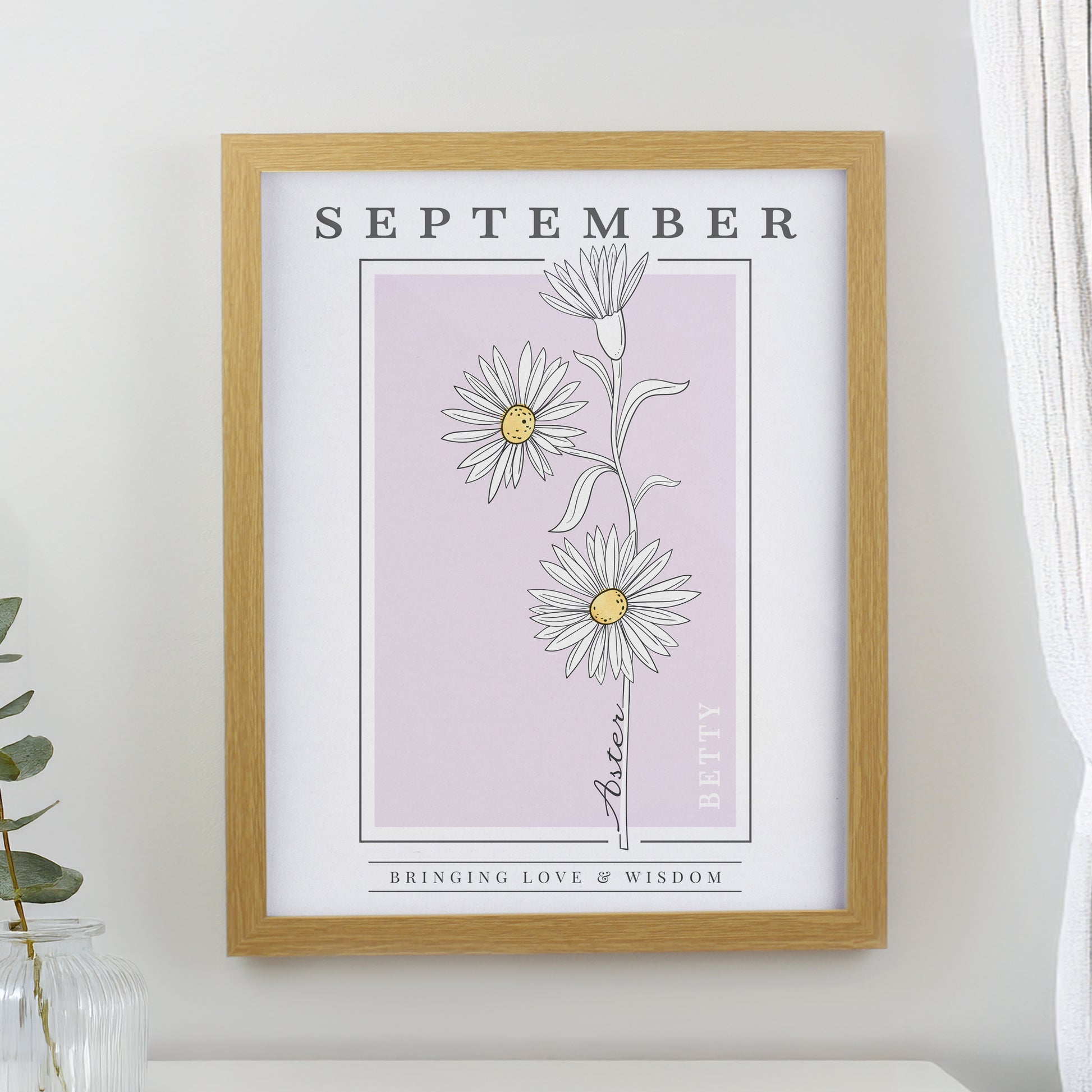 Personalised Birth Flower Oak Poster Frame - image 11