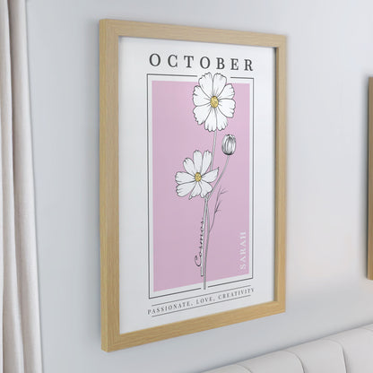 Personalised Birth Flower Oak Poster Frame - image 12