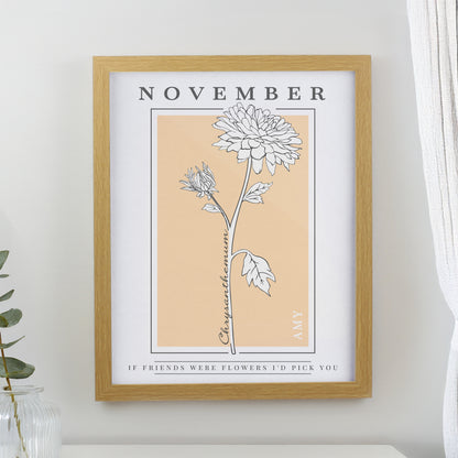 Personalised Birth Flower Oak Poster Frame - image 13