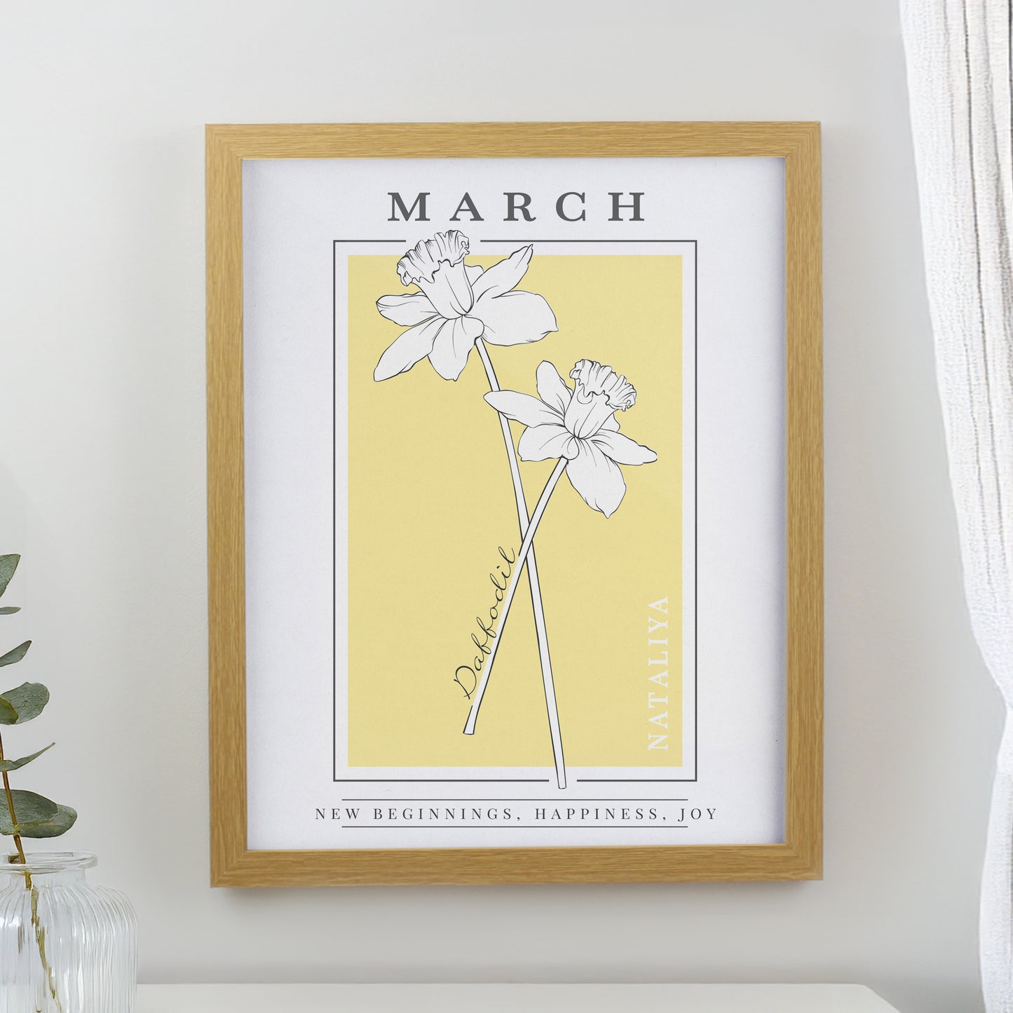 Personalised Birth Flower Oak Poster Frame - image 4