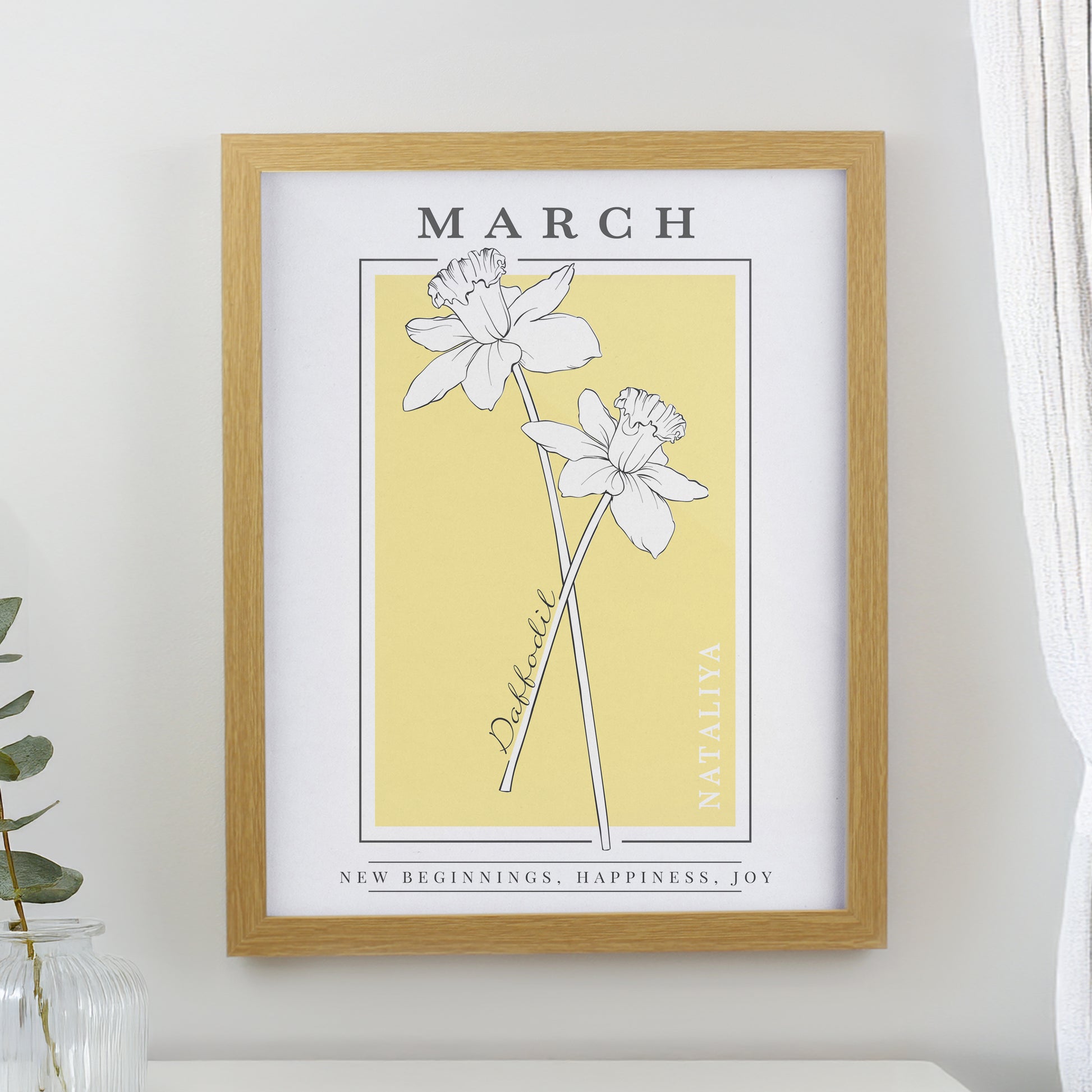 Personalised Birth Flower Oak Poster Frame - image 4