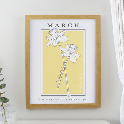 Personalised Birth Flower Oak Poster Frame - image 4