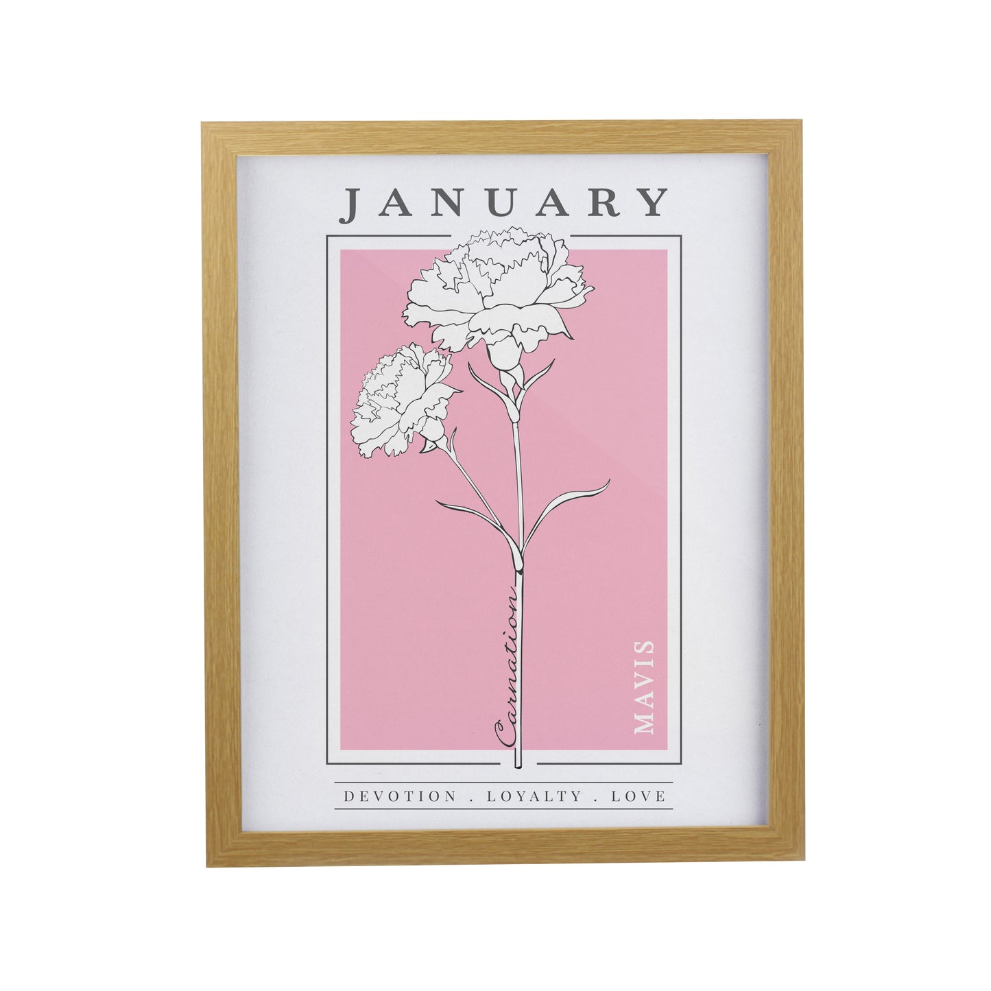 Personalised Birth Flower Oak Poster Frame - image 5