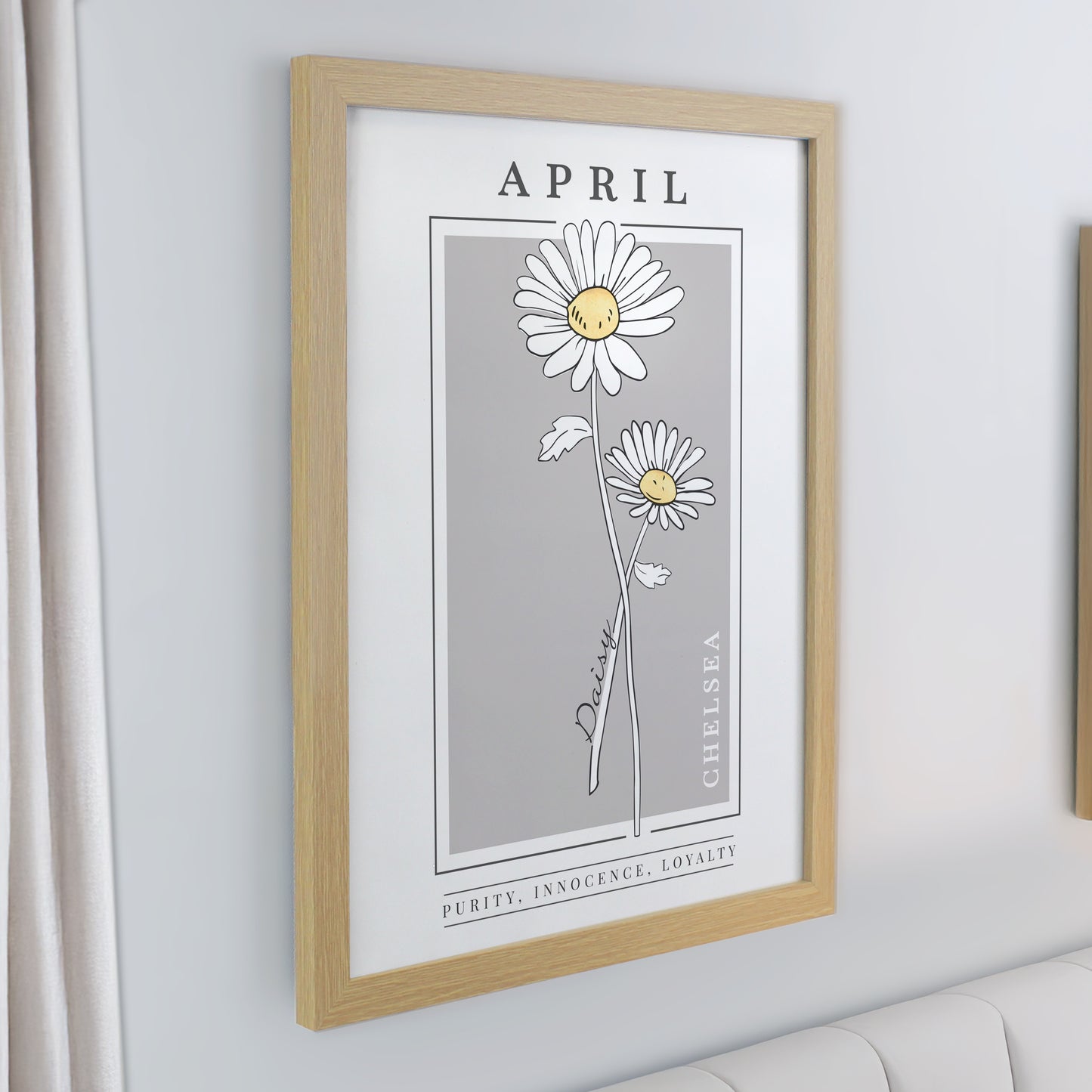 Personalised Birth Flower Oak Poster Frame - image 6