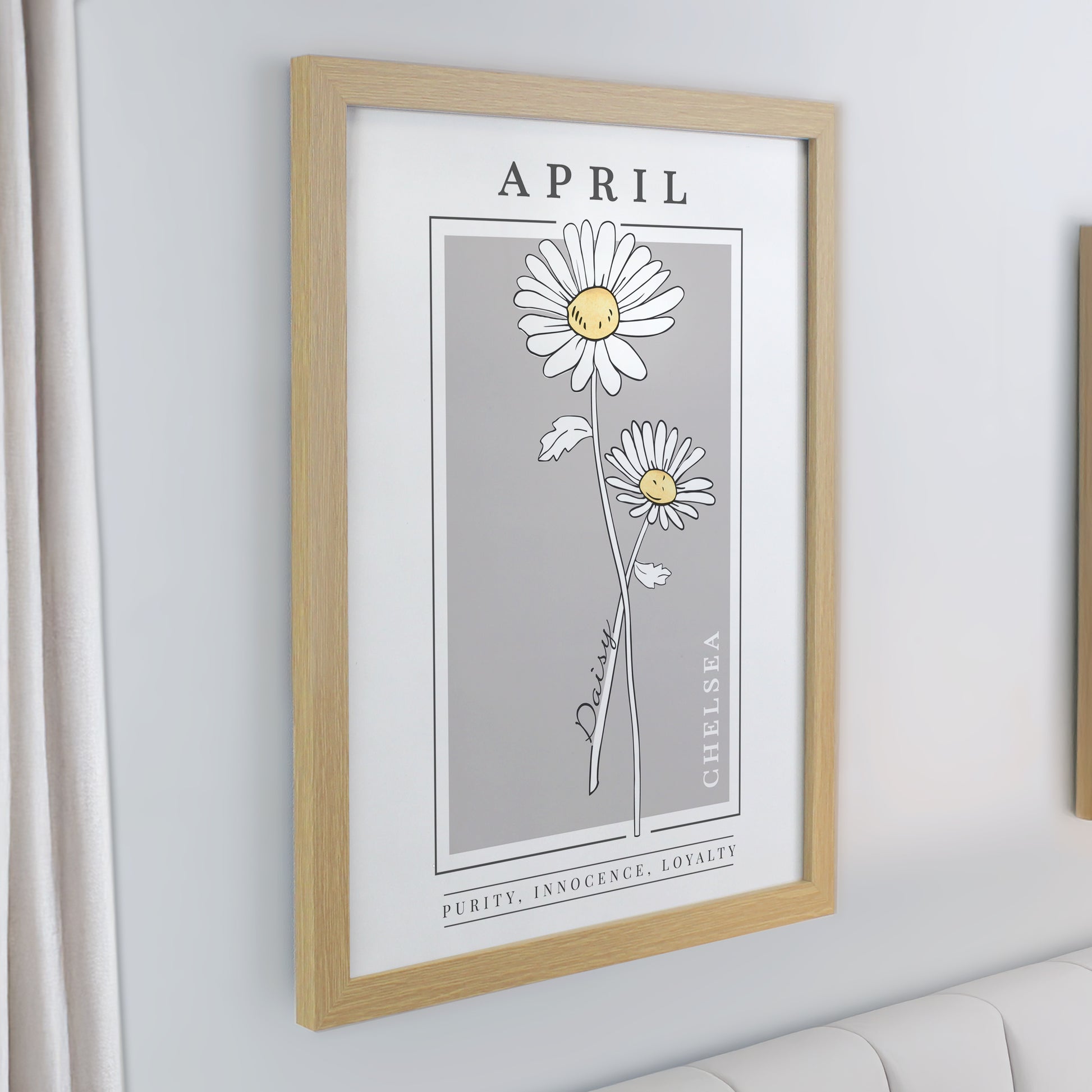 Personalised Birth Flower Oak Poster Frame - image 6