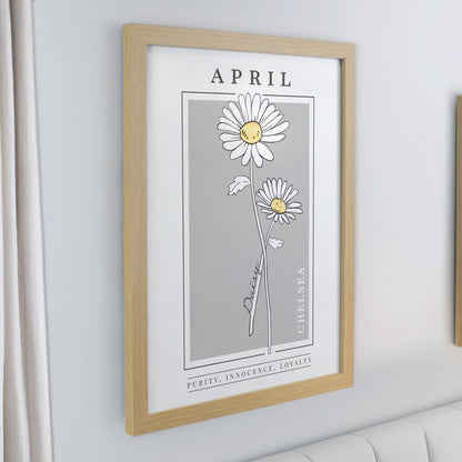 Personalised Birth Flower Oak Poster Frame - image 6