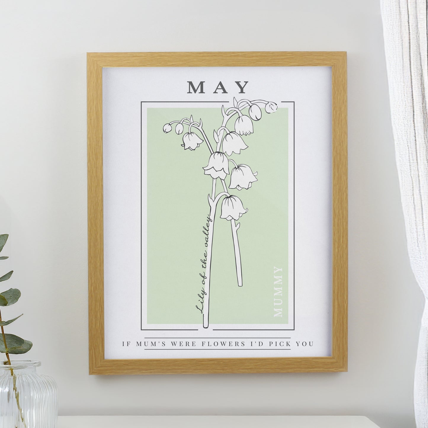 Personalised Birth Flower Oak Poster Frame - image 7