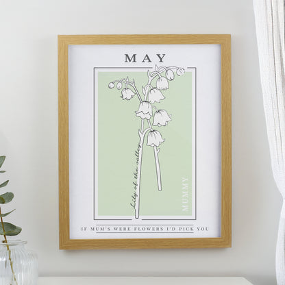 Personalised Birth Flower Oak Poster Frame - image 7