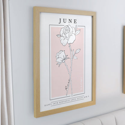 Personalised Birth Flower Oak Poster Frame - image 8