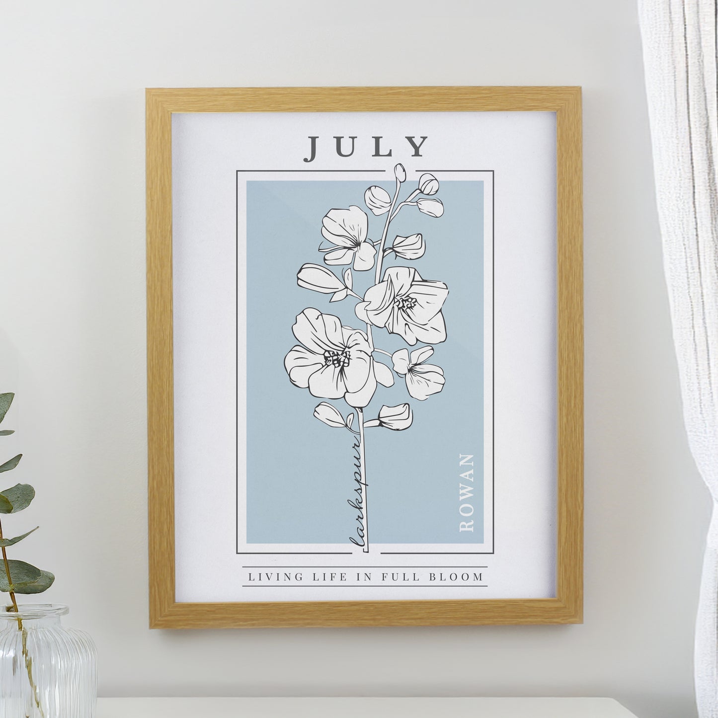 Personalised Birth Flower Oak Poster Frame - image 9