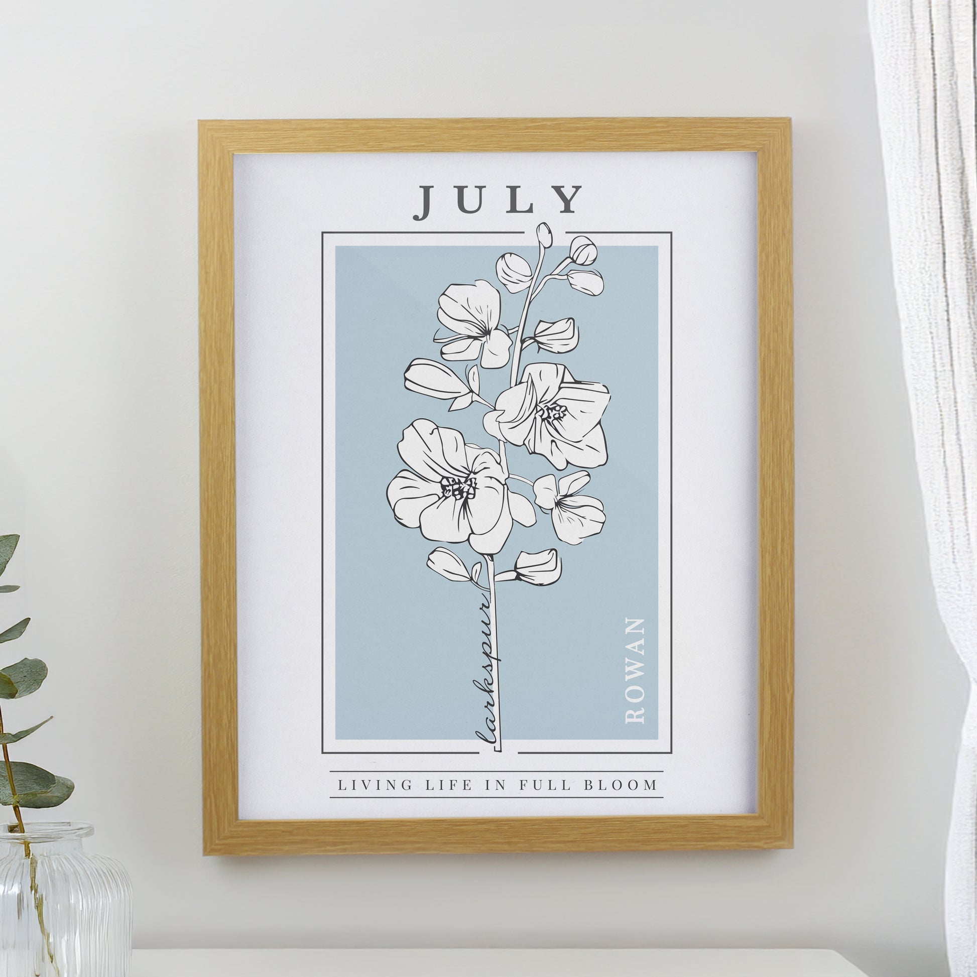 Personalised Birth Flower Oak Poster Frame - image 9