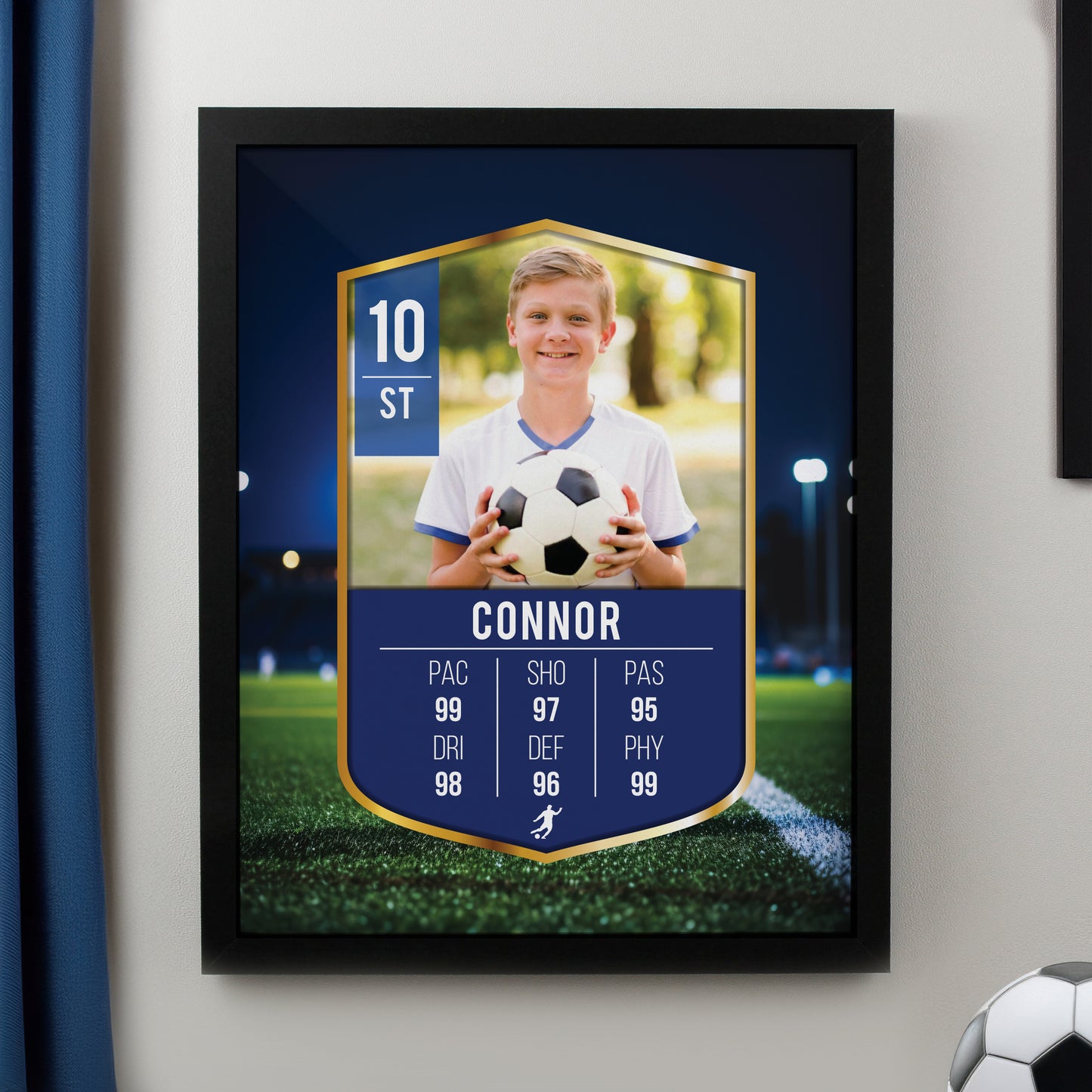 Personalised Photo Upload Football Card Black Poster Frame from Heartfelt Gifts