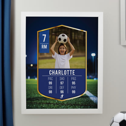 Personalised Photo Upload Football Card Football White Poster Frame from Heartfelt Gifts