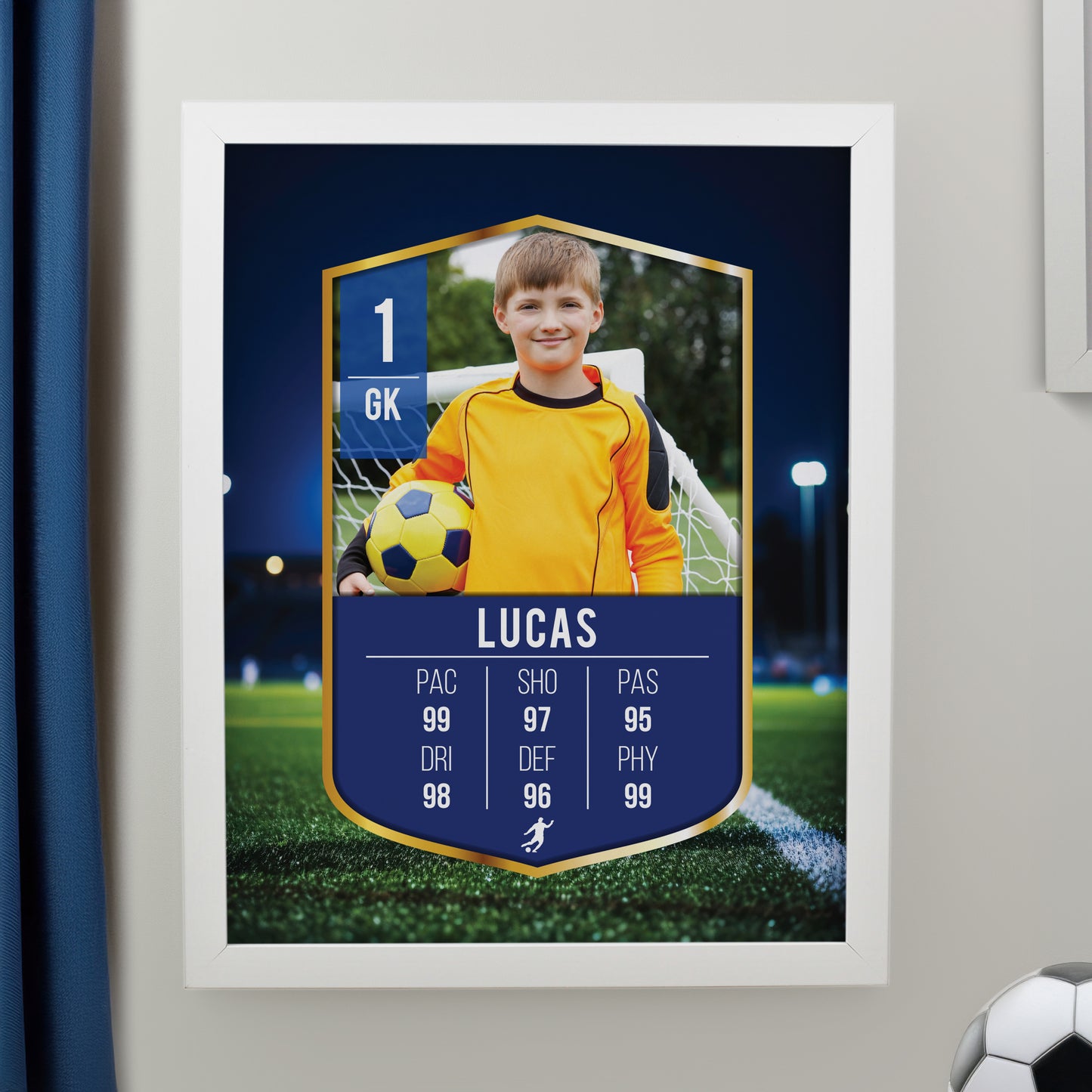 Personalised Photo Upload Football Card Football White Poster Frame - image 3