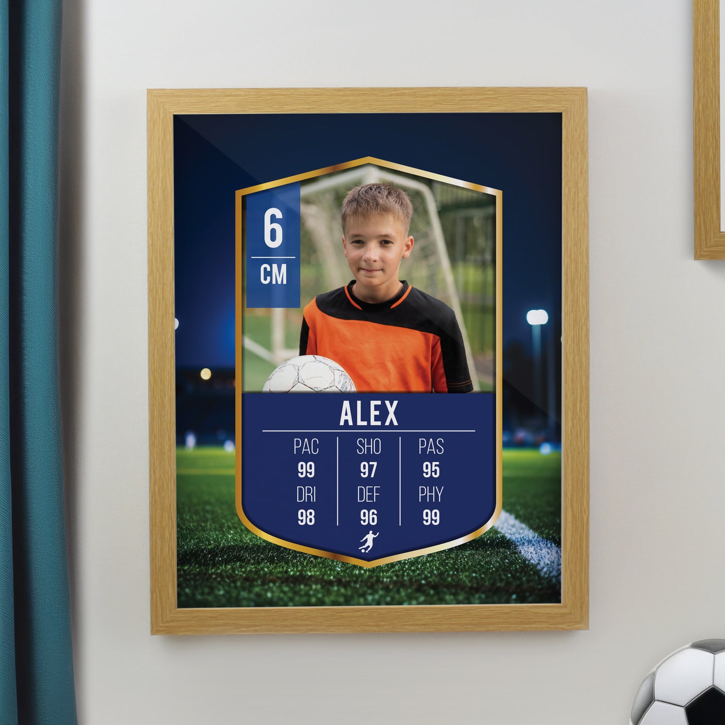 Personalised Photo Upload Football Card Football Oak Poster Frame from Heartfelt Gifts