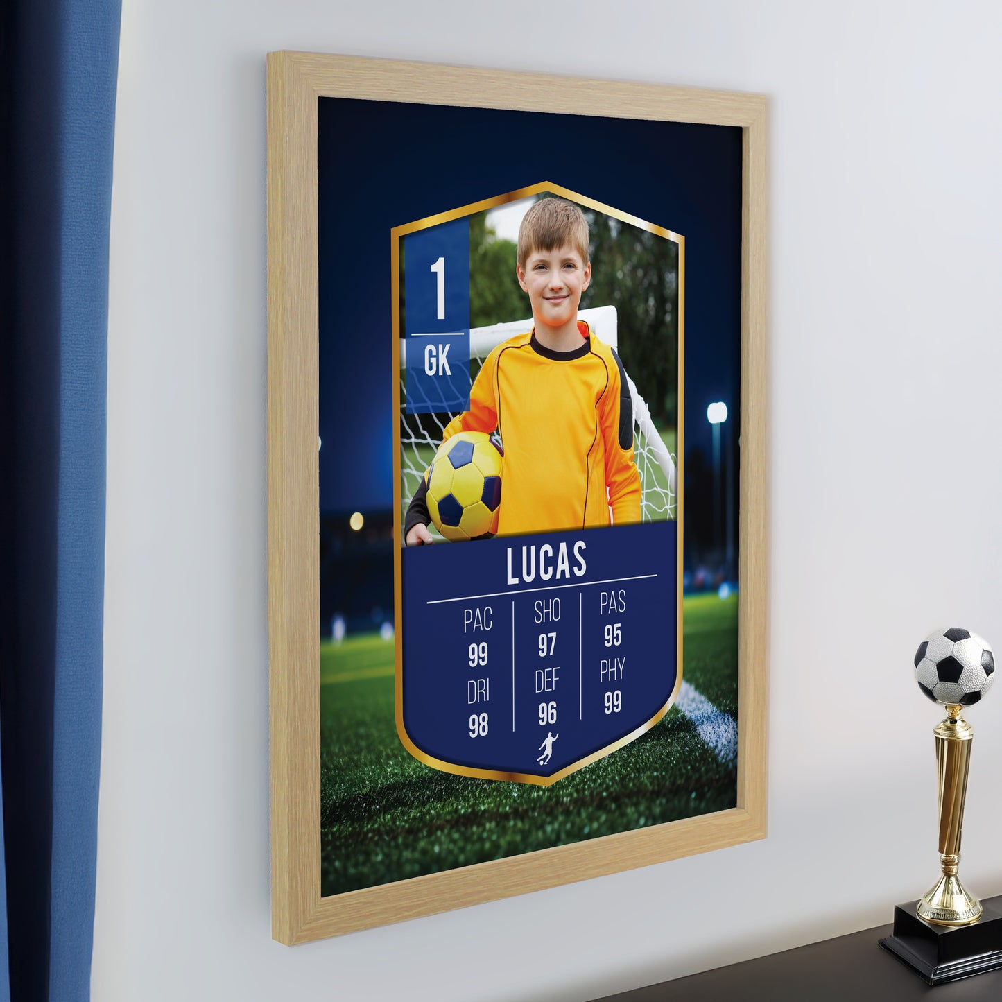 Personalised Photo Upload Football Card Football Oak Poster Frame - image 2