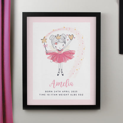Personalised Princess Ballerina Black Poster Frame from Heartfelt Gifts