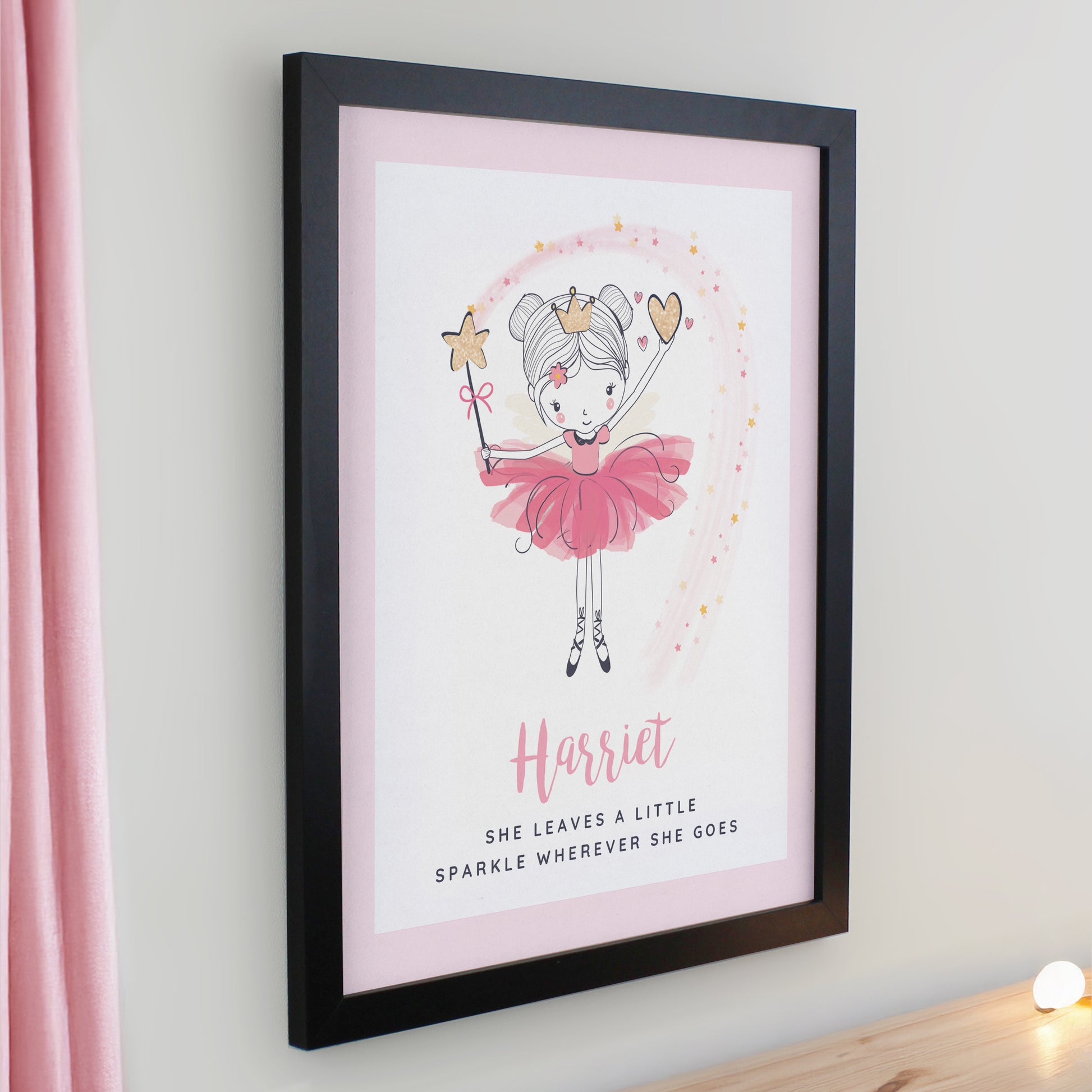 Personalised Princess Ballerina Black Poster Frame - image 2