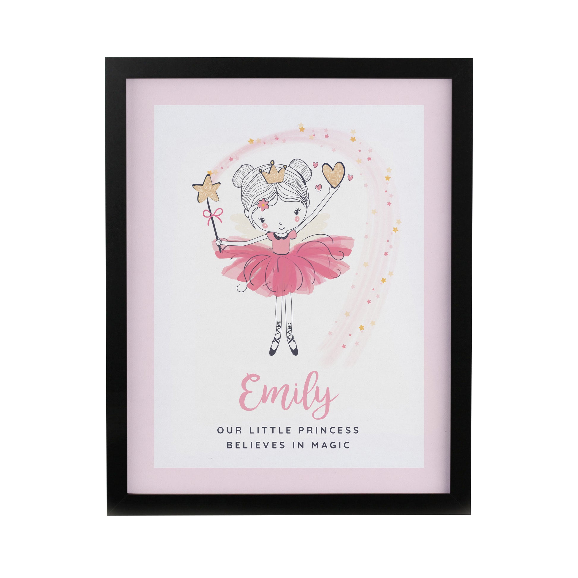 Personalised Princess Ballerina Black Poster Frame - image 3