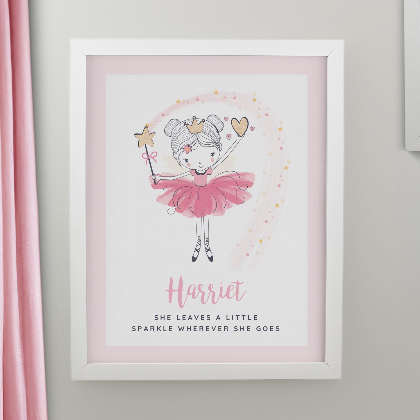 Personalised Princess Ballerina White Poster Frame from Heartfelt Gifts