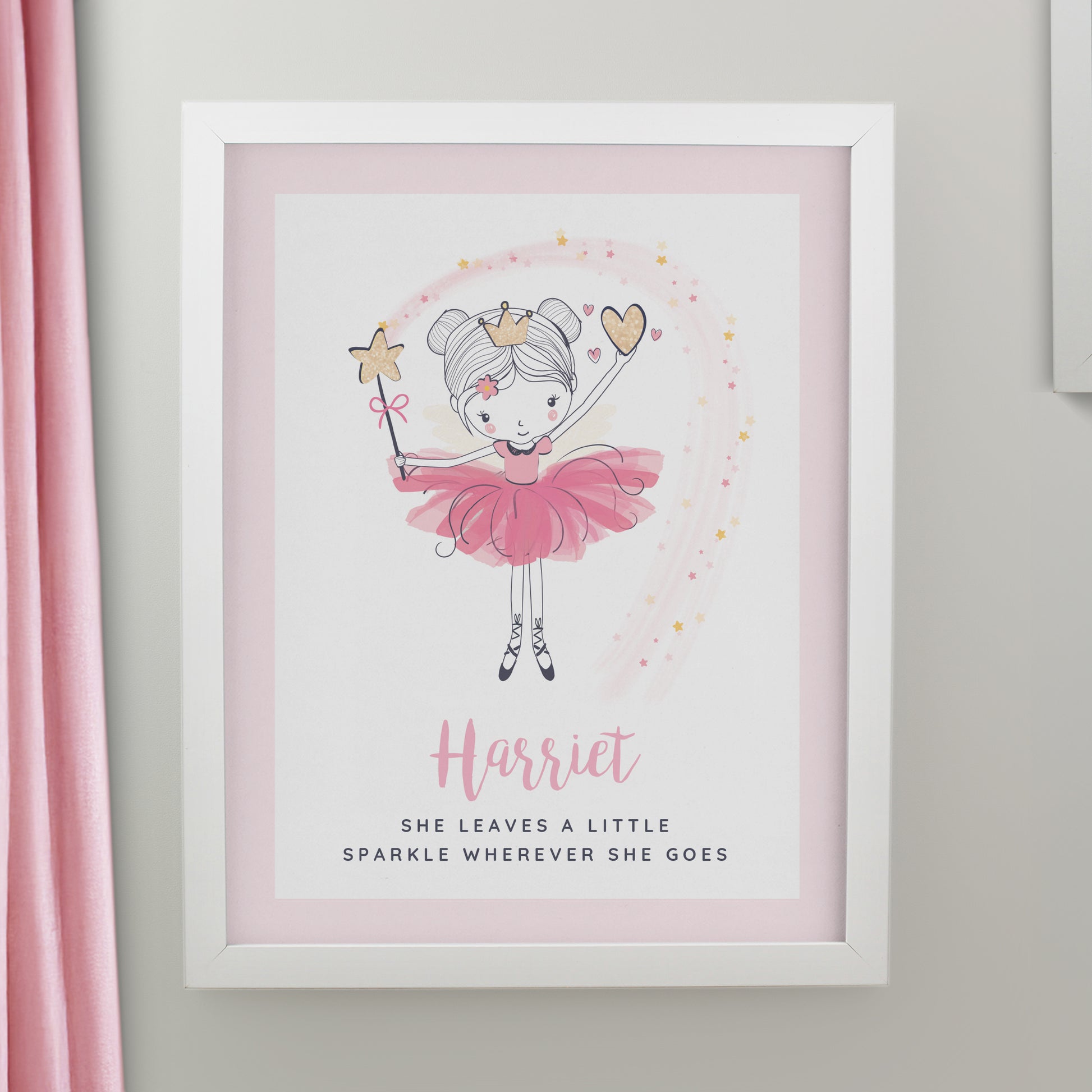 Personalised Princess Ballerina White Poster Frame from Heartfelt Gifts