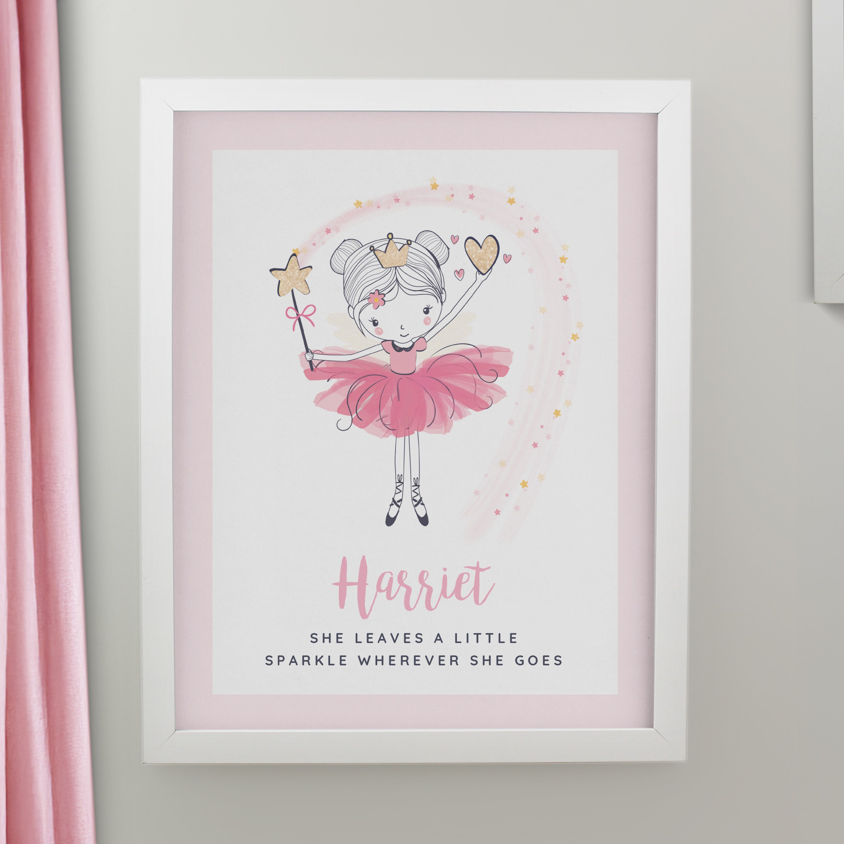 Personalised Princess Ballerina White Poster Frame from Heartfelt Gifts