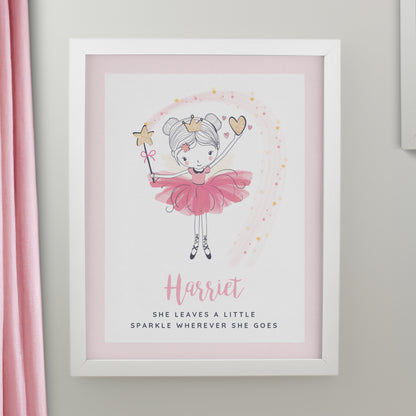 Personalised Princess Ballerina White Poster Frame from Heartfelt Gifts