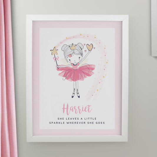 Personalised Princess Ballerina White Poster Frame from Heartfelt Gifts