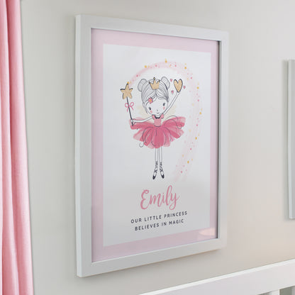 Personalised Princess Ballerina White Poster Frame - image 2