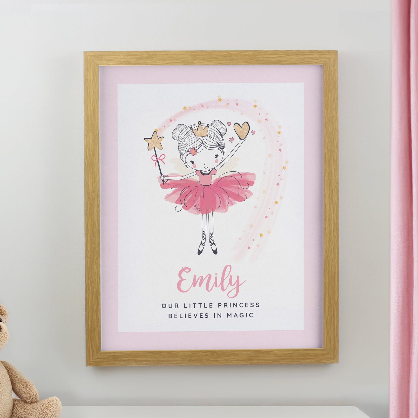 Personalised Princess Ballerina Oak Poster Frame from Heartfelt Gifts