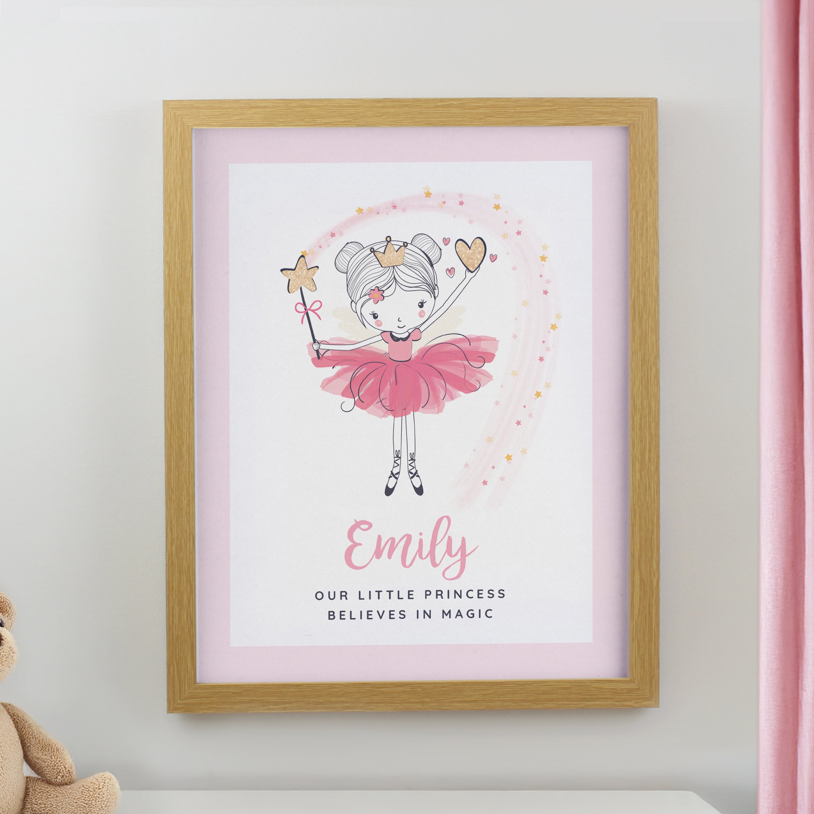 Personalised Princess Ballerina Oak Poster Frame from Heartfelt Gifts