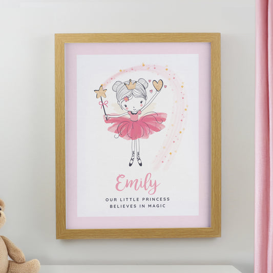 Personalised Princess Ballerina Oak Poster Frame from Heartfelt Gifts