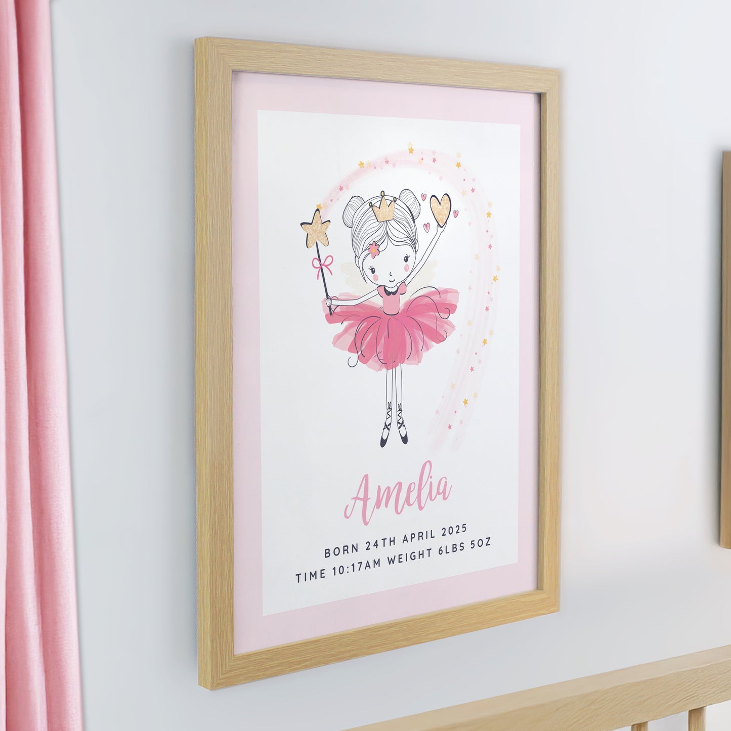 Personalised Princess Ballerina Oak Poster Frame - image 2