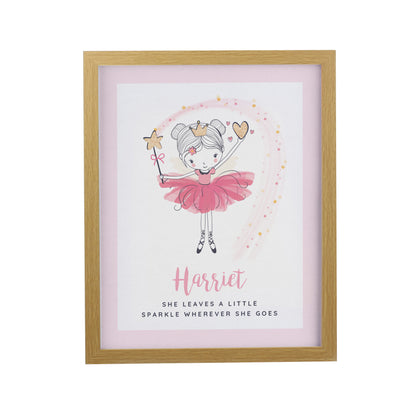 Personalised Princess Ballerina Oak Poster Frame - image 3