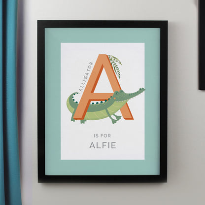 Personalised Animal Alphabet Black Poster Frame from Heartfelt Gifts