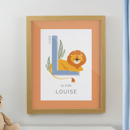 Personalised Animal Alphabet Oak Poster Frame from Heartfelt Gifts