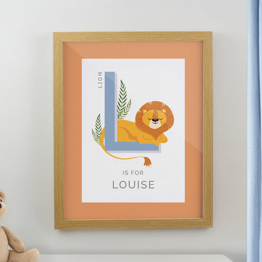 Personalised Animal Alphabet Oak Poster Frame from Heartfelt Gifts