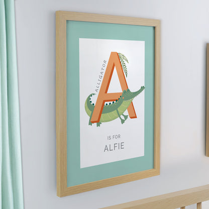 Personalised Animal Alphabet Oak Poster Frame - image 3