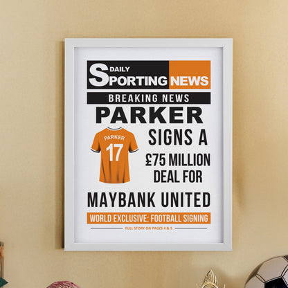 Personalised Football News White Poster Frame - image 11