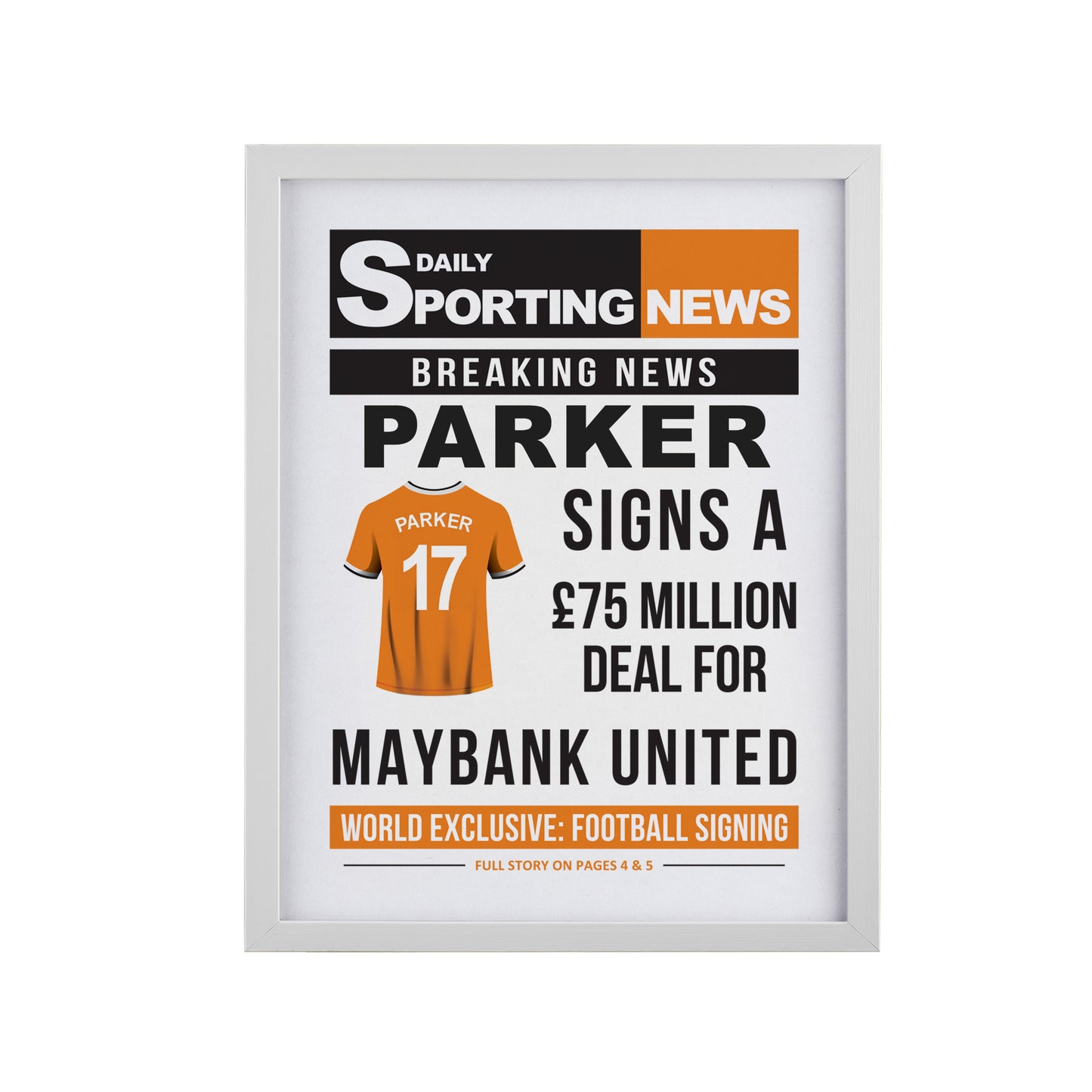 Personalised Football News White Poster Frame - image 5