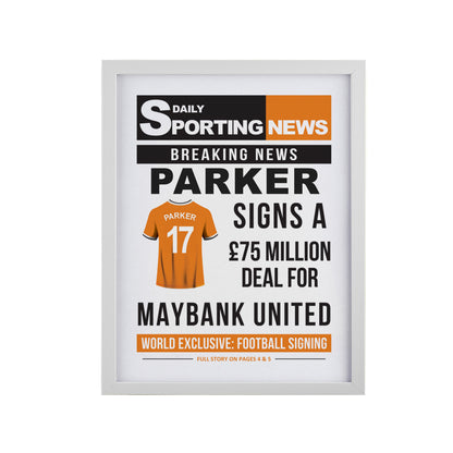 Personalised Football News White Poster Frame - image 5
