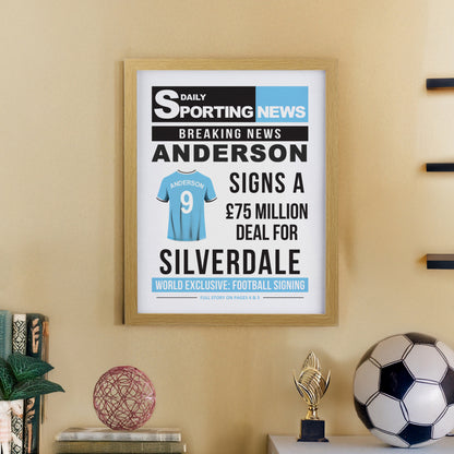 Personalised Football News Oak Poster Frame from Heartfelt Gifts