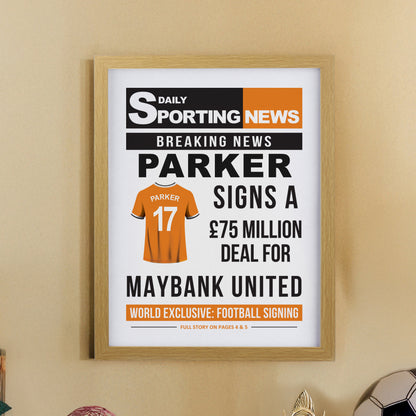 Personalised Football News Oak Poster Frame - image 11