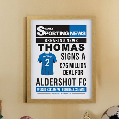 Personalised Football News Oak Poster Frame - image 4