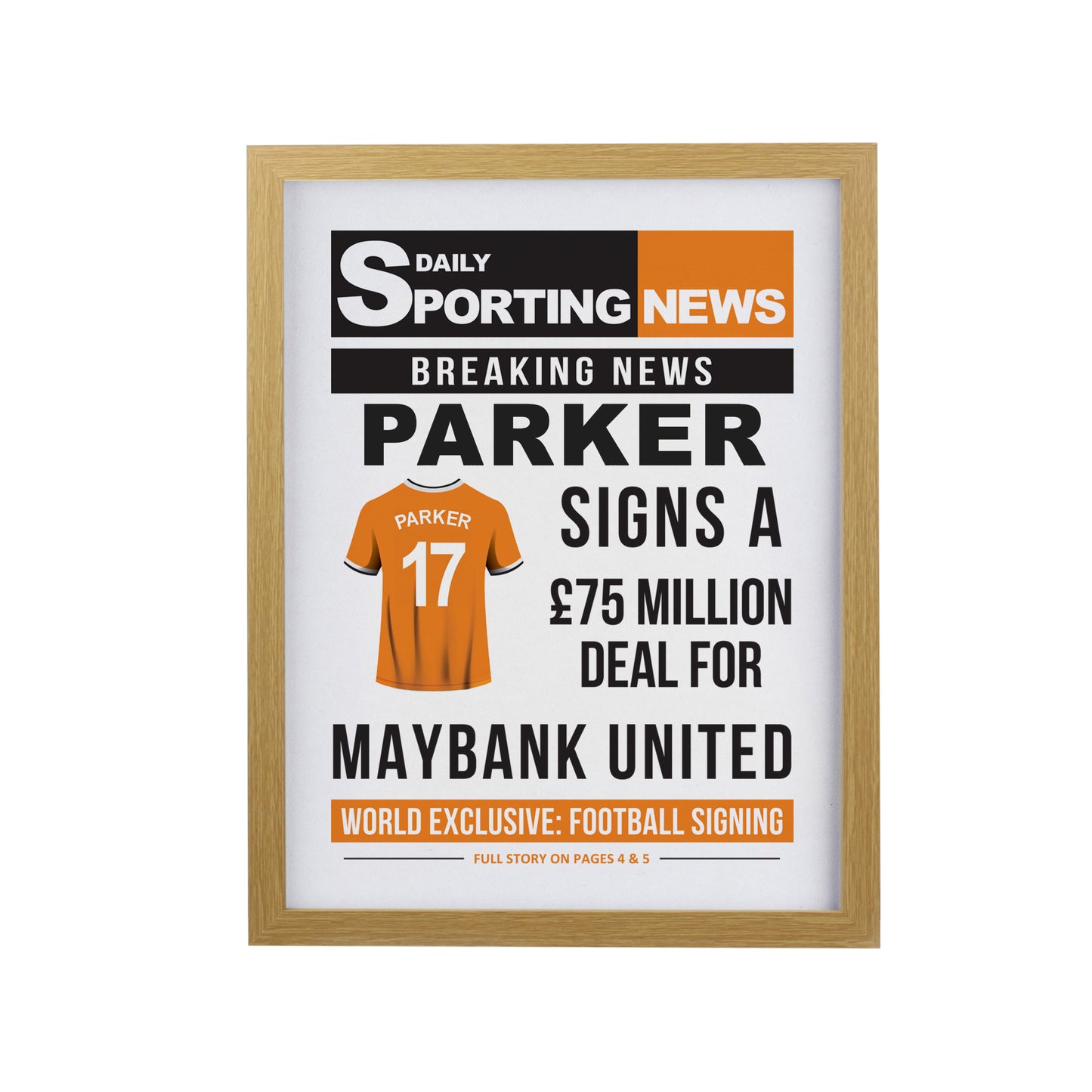 Personalised Football News Oak Poster Frame - image 5